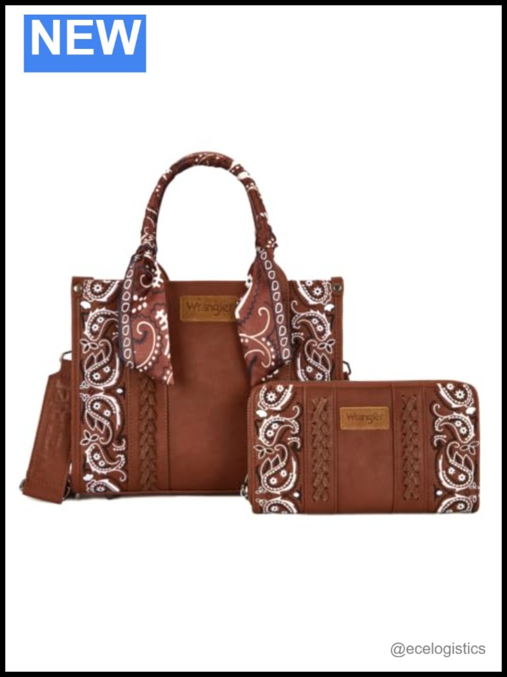 Western Tote & Wristlet Set Vegan Leather Embroidery